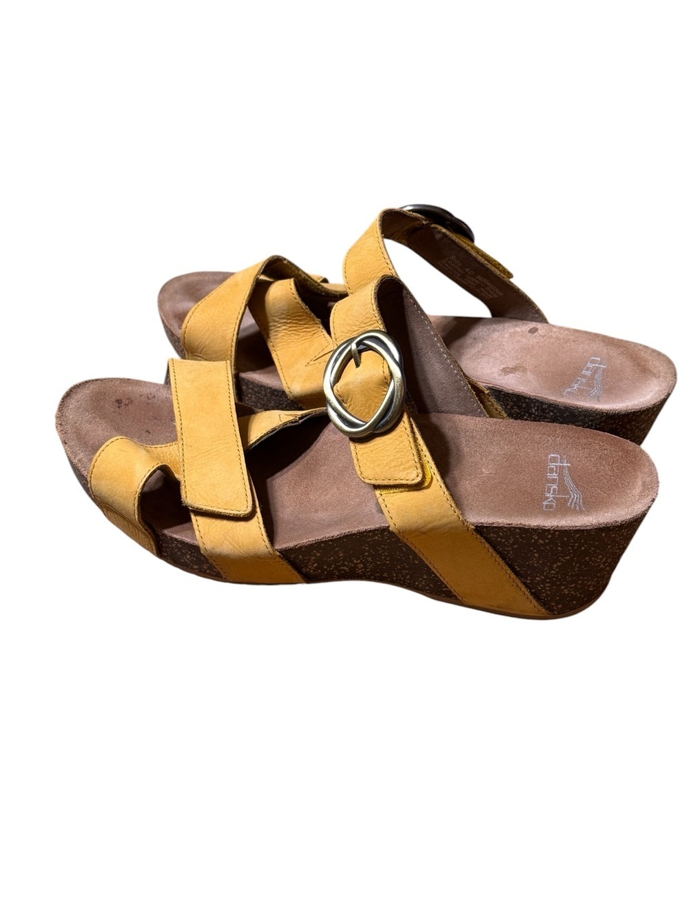 Dansko Susie Mango Yellow Nubuck Leather Wedge Sandals Women's Size 40 US 9.5-10